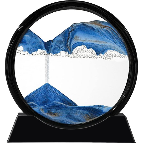 SECERTMU 7 inch Moving Sand Art Liquid Motion Moving Sand Art Decor Moving Sand Art Picture Sand Art Maker Sandscape Moving Sand Picture 3D Quicksand Decor Sand Art Moving Sand Table Blue