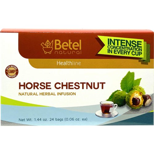 Premium Castanos de Indias (Horse Chestnut) Tea by Betel Natural - Promotes Healthy Circulation - 24 Tea Bags
