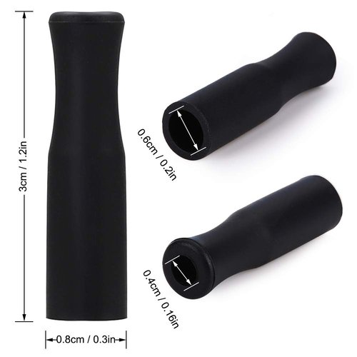 44Pcs Reusable Straws Tips, Silicone Straw Tips, Black Food Grade Straws Tips Covers Only Fit for 1/4 Inch Wide(6MM Out diameter) Stainless Steel Straws by Accmor