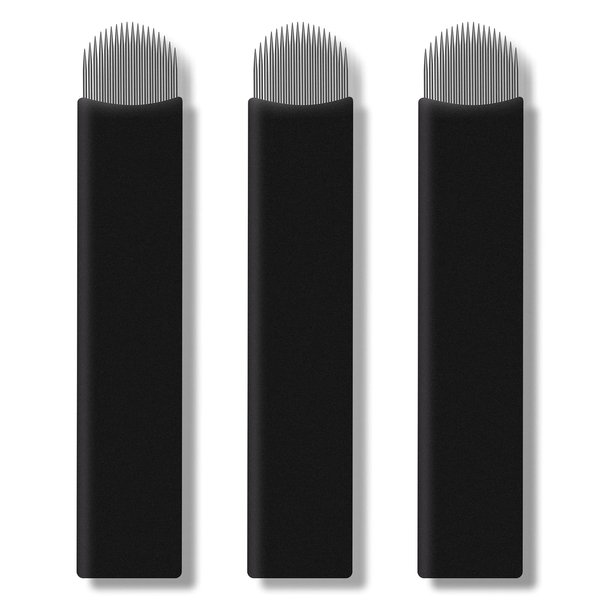 50pcs Black Microblading Needles 18U 0.18mm Blade Permanent Makeup Tattoo Needle for Manual Pen Available size 12U,14U,16U,18U,7F,12F,14F,16F,18F,21F