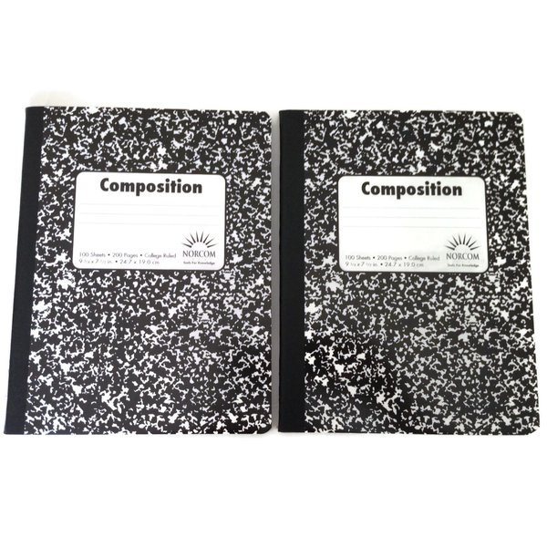 Double Pack Black and White Abstract 100 Sheet / 200 Page Composition Books (Wide Ruled) by Norcom