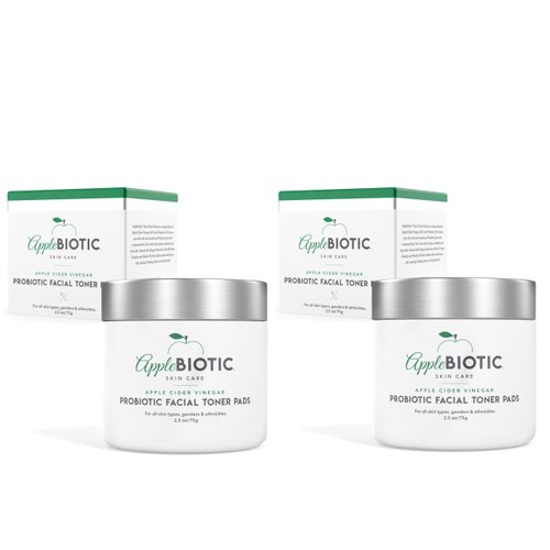 Apple Cider Vinegar Face Toner Pads - Exfoliating Toner for Women, Men, Teens, Prevents Irritation, Soothes - All Skin Types - Hydrating Toner for Face, Probiotic Extract, Aloe, Green Tea - Pack of 2