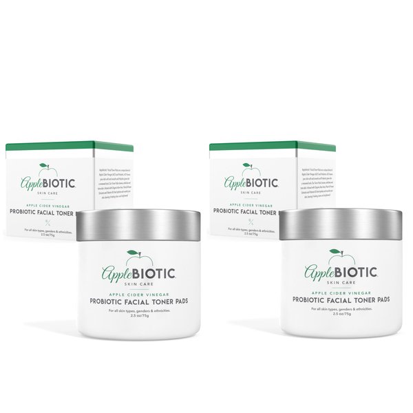 Apple Cider Vinegar Face Toner Pads - Exfoliating Toner for Women, Men, Teens, Prevents Irritation, Soothes - All Skin Types - Hydrating Toner for Face, Probiotic Extract, Aloe, Green Tea - Pack of 2