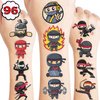 Ninja Temporary Tattoos Birthday Themed Party Supplies Decorations Favors 8 Sheets 96PCS Decor Cute Stickers Tattoo for Class School Prizes Gift for Kids Boys Girls Carnival Christmas Rewards
