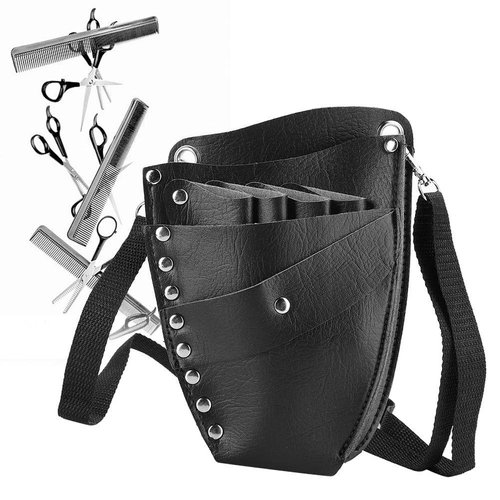 Scissors Bag, Barber Waist Bag, PU Leather Scissors Holster Barber Scissors Shear Pouch Holder Hairdressing Waist Holder Case Bag for Salon Hairdressers
