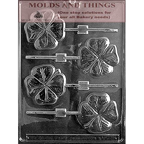 MOLDS AND THINGS St. Patrick's Day Shamrock Chocolate Candy Mold - Irish Festival Shamrock Pretzel Chocolate Candy Mold - Clear Plastic, Reusable, Easy to Use - 3 1/4 x 7/8 x 1/2 Inches, Leaf-Shaped