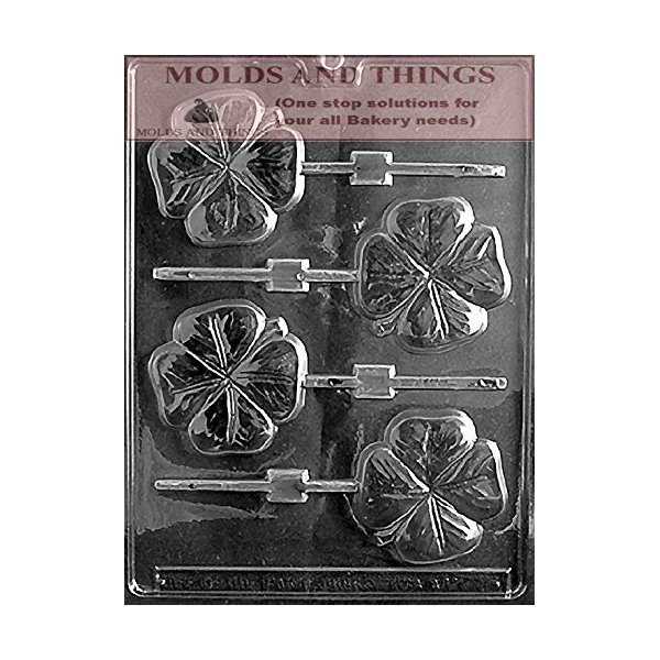 MOLDS AND THINGS St. Patrick's Day Shamrock Chocolate Candy Mold - Irish Festival Shamrock Pretzel Chocolate Candy Mold - Clear Plastic, Reusable, Easy to Use - 3 1/4 x 7/8 x 1/2 Inches, Leaf-Shaped