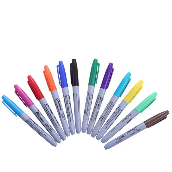 Tattoo Skin Permanent Marker,New Star Tattoo Marking Scribe Pen Permanent Tattoo pen 12 Pack Tattoo Marker Pen