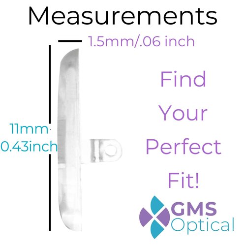 GMS Optical® Silicone Symmetrical Shape Screw-in Eyeglass Nose Pads, Anti Slip, Small - (11mm Screw in, 10 Pair)
