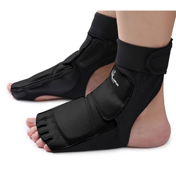 Wonzone Taekwondo Training Boxing Foot Gear Martial Arts Protector Sparring Gear Muay Thai Kung Fu Tae Kwon Do Feet Protector TKD Foot Gear Support for Men Women Kids Black (Small)