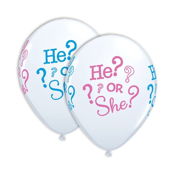 LoonBalloon Gender REVEAL Question Mark Party BABY Shower BOY or GIRL (8) 12" Latex BALLOONS