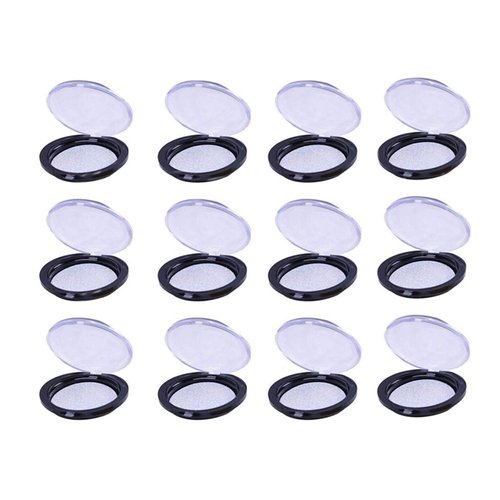 Healthcom 12 Packs Round Lash Boxes Empty Eyelash Storage Box 25mm Acrylic 3D Mink Lash Box Silver Glitter False Eyelashes Case with Tray Eyelash Packaging Box Cosmetic Containers for Women Girl