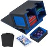 FOTEEMO Card Storage Box with Dice Tray, Prime Card Display Commander Deck Box Magic The Gathering Deck Box Holding 250+ Sleeveless Trading Card Storage Box TCG CCG Sports Card box (Black&Blue)