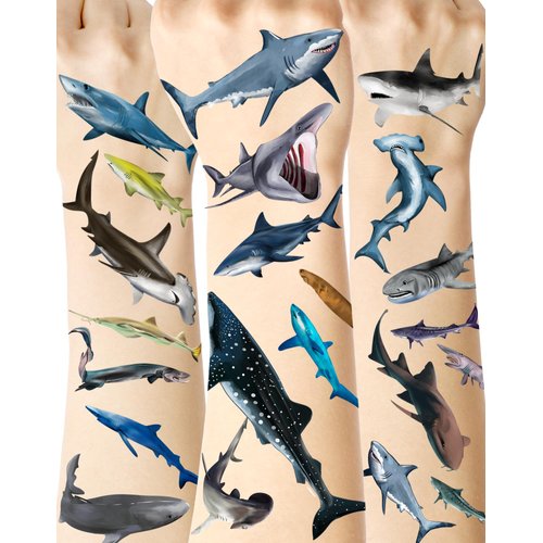 108 Pieces Shark Tattoos Stickers,Shark Themed Tattoos Stickers Party Decoration Supplies Party favors for Kids Adults