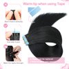 Evala Tape in Hair Extensions Human Hair Black Remy Hair Extensions #1 Jet Black Hair Extensions 20pcs 50g Straight Tape in Human Natural Hair 22 Inch
