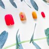 Square Press on Nails Short Flower Fake Nails Full Cover Colorful Acrylic Nails with Red Yellow Flower Designs Stick on Nails Glossy Artificial Nails Acrylic Nails for Women Girls 24pcs