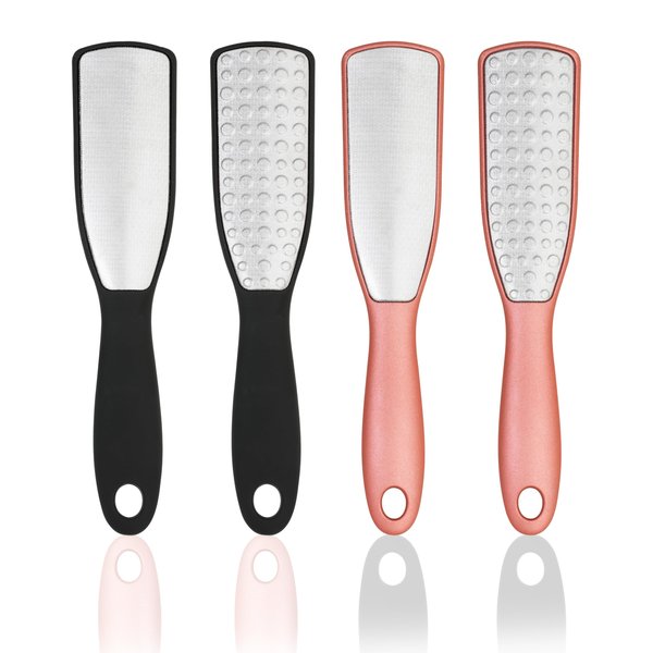 IAPPADORE 2 Packs Foot Files, Professional Double-Sided Callus Remover Foot Rasp, Surgical Stainless Steel Foot Scrubber for Wet Dry Feet, Foot Grater Tool with Handle for Smooth Feet