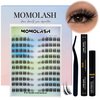 Fluffy Lash Clusters Kit Manga Spike Left&Right Cluster Eyelash Extension 10-16MM 120Pcs DIY Wispy Anime Cat Eye Lashes Kit with Bond and Seal Eyelashes Tweezers Remover Soft&Thin Band, by MomoLash