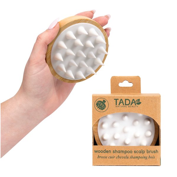 TADA BEAUTY Scalp Massager Hair Shampoo Brush Shower Soft Silicone Scalp Scrubber l Head Massager for Hair Growth for Women, Men and Kids (White)