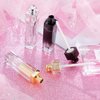 5 Pcs Empty Lip Gloss Tubes Refillable Lip Balm Bottles Vials Containers with Brush Tip Applicator Wand for DIY Lipstick Samples (Black + Transparent)