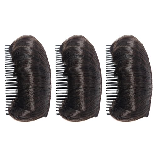 3Pcs Dark Brown Bump Up Volume Bun Invisible False Hair Clip Lift Volume Fluffy Styling Increased Hair Pad for Women Lady Girl