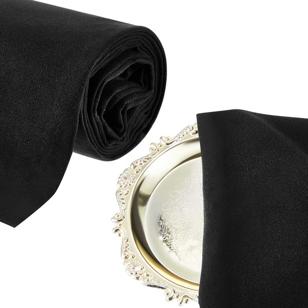 2 Yards Anti Tarnish Silver Cloth Black Anti Tarnish Cloth by the Yard Luxury Silver Polishing Cloth for Jewelry Anti Tarnish Jewelry Cloth for Silverware Flatware Silversmith Storage, 6.6 x 3.3 ft