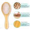 Sofmild Bamboo Wooden Paddle Hair Brush Comb Set, Hairbrushes for Women Men Kid Detangling Hair Massaging Scalp with Round Tip Bristles for All Hairstyles(Purple Wooden)