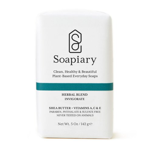 SOAPIARY Luxury Triple Milled Soap Bar - Natural Vegan Plant-Based Hypoallergenic Bath Soaps – Herbal Blend, Single Bar