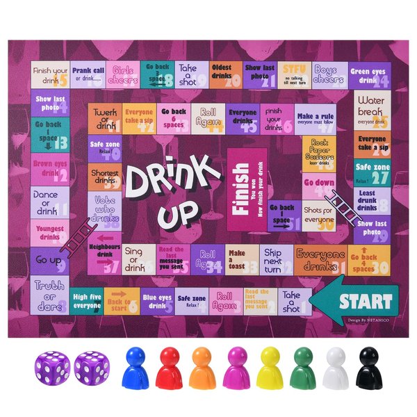 NETANICO Drinking Games,Leather Mat Drinking Board Game for Adults,Interactive Girls Night Drinking Games,Bachelorette Party Games,Age 21+,2-8 Players