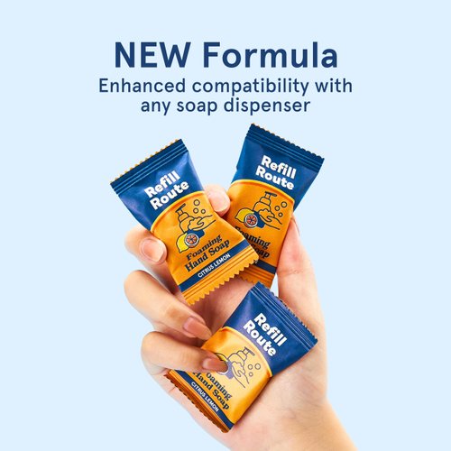 Foaming Hand Soap Tablet Refills Refill Route-6 Pack Foaming Soap Tablets For 6 x 8fl oz Bottles- Plant-Based Foaming Soap Refill Tablets- Cleansing & Moisturizing - Lemon Scent