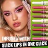 3 Colors Fat Lip Oil, Click Slick Moisturizing and Long-lasting Lip Balm, Non-stick and High Pigment Lip Glow Oil, Lightweight Lip Plumper with Coconut Oil Makeup (Set C)