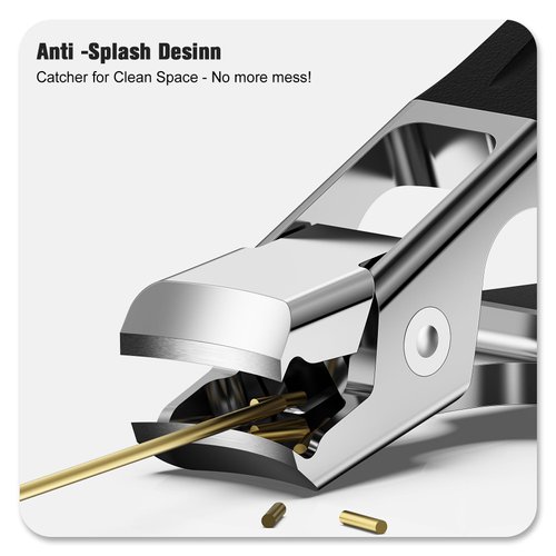 FERYES Nail Clippers for Thick Nails with Catcher, Soft Grip Rubber Handle Fingernail Clippers for Effortless Nail Care, Precision & Powerful Thick Nail Cutter for Senior, Men and Women