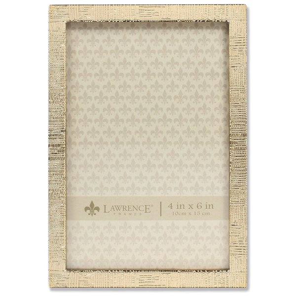 Lawrence Frames 4W x 6-Inch H Gold Metal Picture Frame with Linen Pattern (712346)