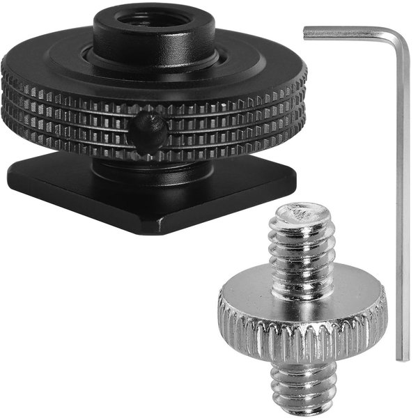 LUORNG 2PCS Aluminum Alloy Hot Shoe Adapter Camera Side Hole Reinforced Round Plate Cold Shoe Mount Conversion Screw 1/4 Male to 1/4 Male Suitable for Magic Arms Video Lights Monitors