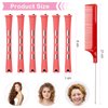 60PCS Hair Perm Rods Set Coolrunner Cold Wave Curlers Perming Rods Plastic Curler Perm Rods with Steel Pintail Comb, DIY Hair Curler Styling Tools for Hairdressing Hair (0.9cm, Blue) (0.9CM) (Red)