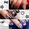 editTime Mixed Style Fashion 3D Nail Art Charms Kit Resin Camellia Rose Flower Butterfly Bow Moon Heart Bear Snake Hollow Pearl with Rhinestones and Soft Slice (Black)