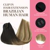 GOO GOO Clip in Hair Extensions Real Human Hair, 14inch 150g 9Pcs, 2/6/18 Balayage Brown to Dirty Blonde, Remy Human Hair Extensions Clip ins for Women, Natural Human Hair