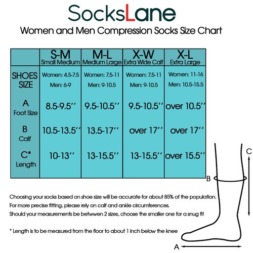 SocksLane Cotton Compression Socks for Women & Men. 15-20 mmHg Support Knee-High Brown S/M