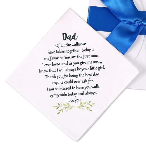 Father of The Bride Handkerchief, Dad Wedding Gift from Daughter, Wedding Hankie for Bride's Father, Keepsake for Father(Dad)