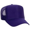 Otto Cap 5 Panel High Crown Mesh Back Trucker Hat Polyester Foam Front Purple