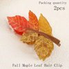 Fall Maple Leaf Hair Claw Clip for Women, Autumn Hair Claw Clips Acrylic Orange Yellow Leave Slips Hair Jaw Thanksgiving Hair Home Party Hair Accessories for Girl Thick Thin Hair Decor 2PCS