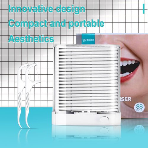 Holy Rose Dental Floss Picks Dispenser 2 Box,for Adult Floss Sticks Clear Case 88count/Box,with Flosser Toothpicks 176 Count Unflavored,Oral Care Friendly,Clean Teeth More Hygienic.