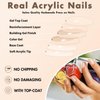 Red Press On Nails Short Oval,KQueenest Thick Acrylic Nails Press Ons,Short Almond Nails Glue on,Natural Round Fake Nails,One Color Gel Stick On Nails Set For Tiny Average Wide Nail Beds