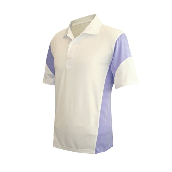 Monterey Club Men's Wave Colorblock Polo Shirt #1184 (White/True Violet, Small)