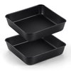 TeamFar 8 Inch Cake Pan, Square Brownie Baking Pan with Stainless Steel Core & Non Stick Coating, for Baking Roasting Storing Food, Healthy, Oven Safe & Anti-melt, Easy to Release & Clean – Set of 2