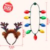 JOYIN 2PCS Christmas LED Necklace and Reindeer Headband, Light Up Christmas Necklace with 9 Bulbs, Christmas Headwear Christmas and Holiday Parties Xmas Costume Accessories Christmas Party Favors.