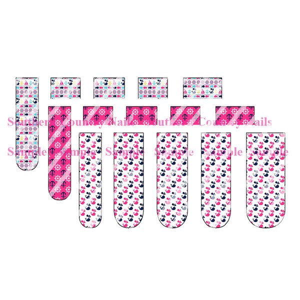 Anchors Whales Full Nail Decals Nail Wraps Water Slide Decal