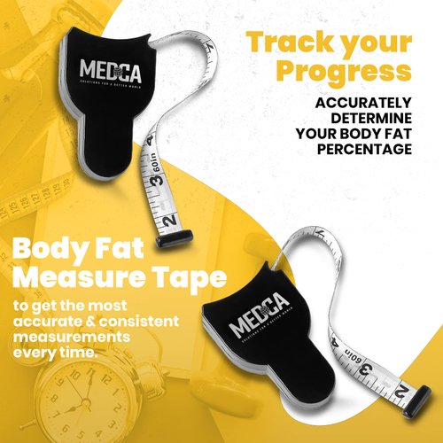 Body Tape Measure and Skinfold Caliper for Body Set - (Pack of 4) - Skin Fold Body Fat Analyzer and BMI Measurement Tool by MEDca
