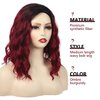 SEVENCOLORS Short Burgundy Curly Wigs for Black Women Natural Wavy Ombre Wine Red Wig Synthetic Hair Shoulder Length Bob Wigs