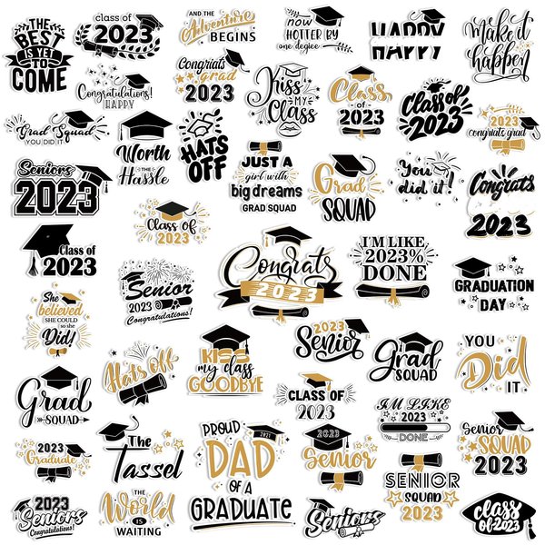 Pasimy 45 Pcs Wedding Scrapbook Stickers Waterproof Wedding Stickers Bridal Shower Stickers for Guest Engagement Anniversary Invitation Envelope Laptop(Graduation)